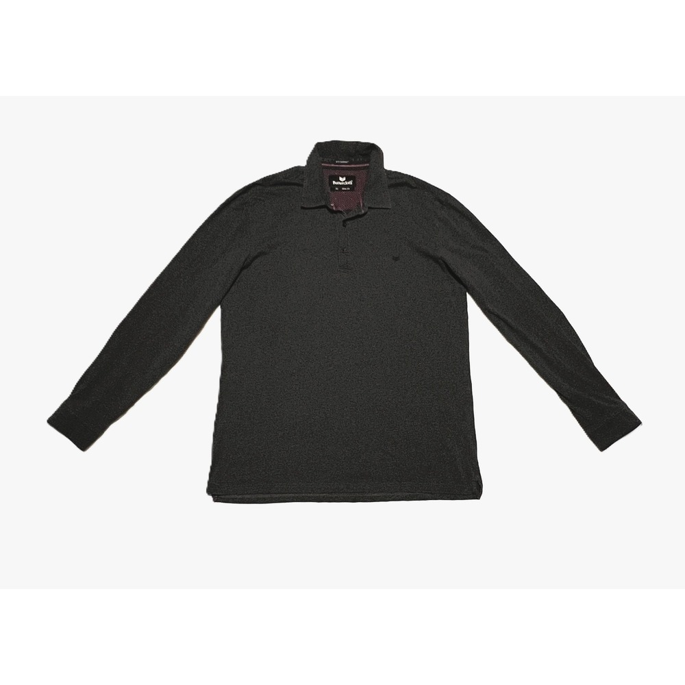 Preppy Elevated Casual Buttercloth Icy Cotton Long-sleeve Polo Slim Fit Men's XL